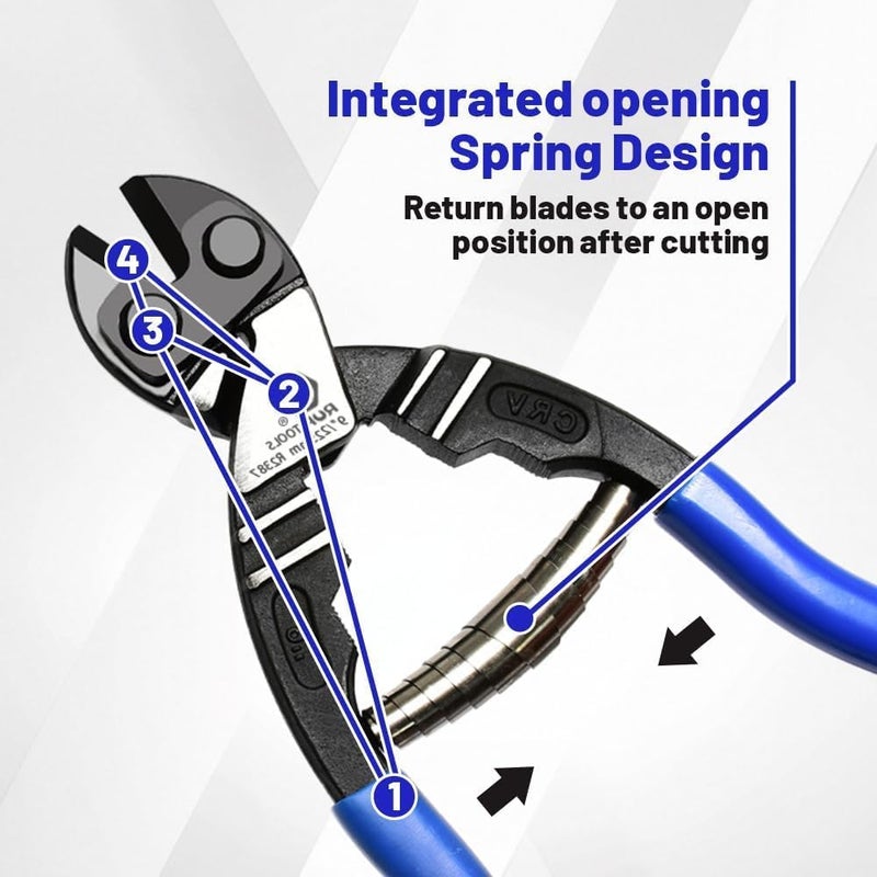 vomex 9-inch Mini Bolt Cutters Heavy Duty - Lock Cutter,Fence Cutter,CR-V Steel Blade,Spring-Loaded Design,Soft Grip & Lock for Wires, Chains, Screws, Hardware - Image 5